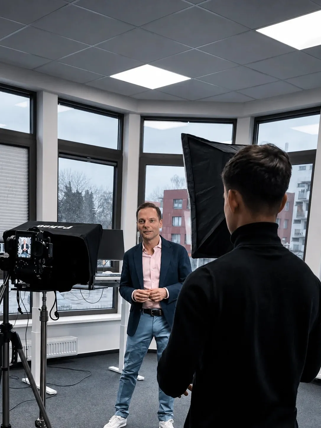 Teleprompter-Dreh mit André Sack von VIA Immobilien